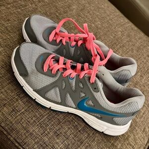 Nike Gray and Pink Revolution 2 Running shoes